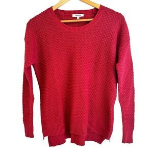 Madewell Landmark Cranberry Pink Textured Knit Side Zipper Sweater Size XS